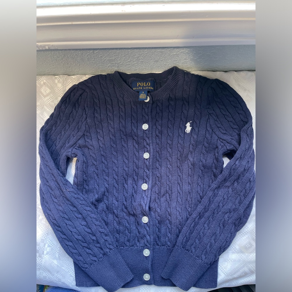 GIRLS Polo by Ralph Lauren Cable Knit Cardigan - Navy